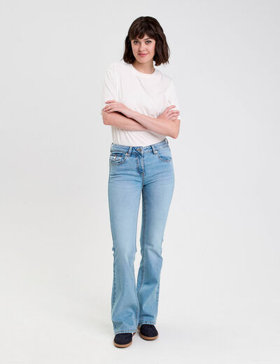 Pantalon bootcut ceinture amovible denim double stone femme