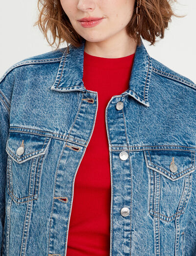 Veste en jean denim double stone femme