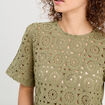 T-shirt macramé col rond vert kaki femme