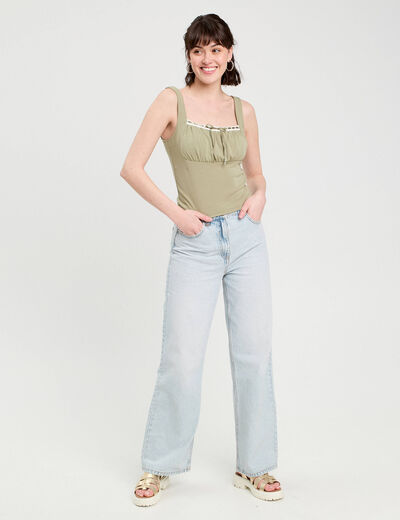 Bustier avec coques vert kaki femme