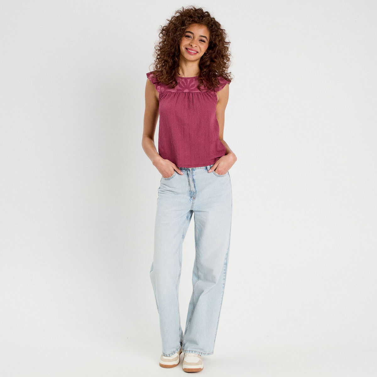 Blouse sans manches prune femme