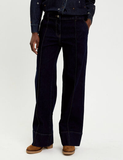 Jean wide leg taille standard denim brut femme