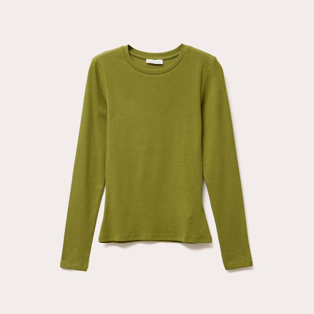 T-shirt manches longues cintré vert foncé femme