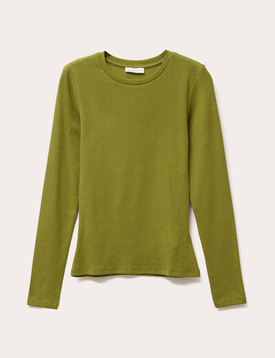 T-shirt manches longues cintré vert foncé femme