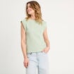 T-shirt col rond sans manches vert pastel femme