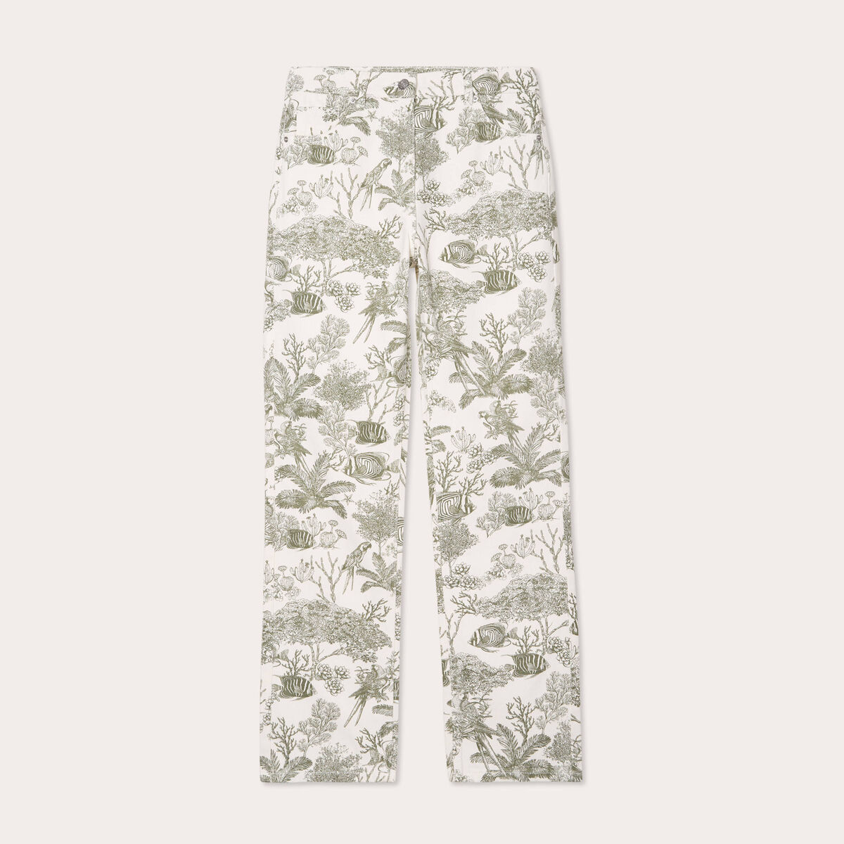 Jeans straight taille haute blanc femme