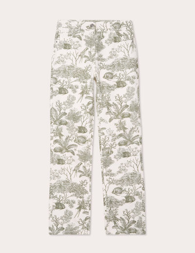 Jeans straight taille haute blanc femme