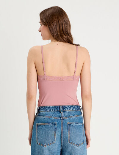 Body avec dentelle vieux rose femme
