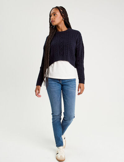 Jeans slim 5 poches denim stone femme