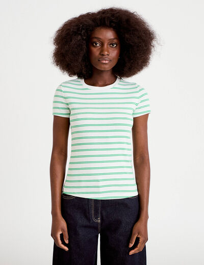 T-shirt c&ocirc;tel&eacute; ajust&eacute; vert femme