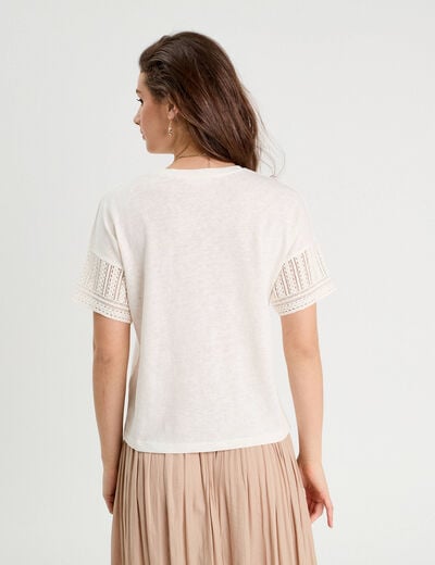 T-shirt manches courtes ecru femme