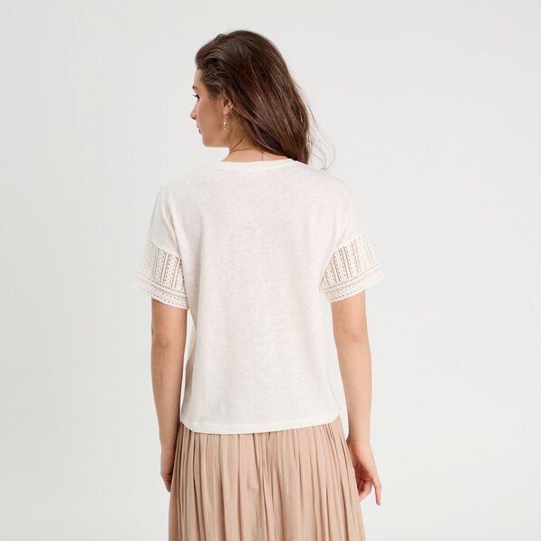 t shirt manches courtes ecru femme T-shirt manches courtes ecru femme