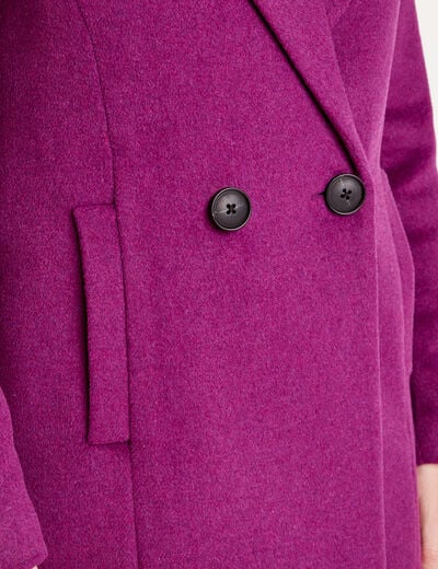 Manteau cintré boutonné violet foncé femme