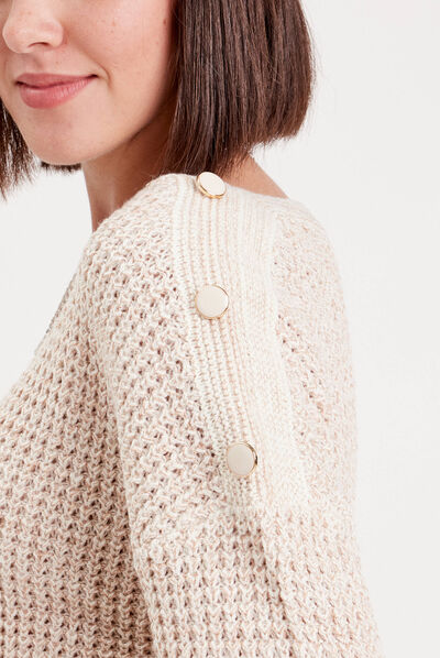 Pull manches longues ivoire femme