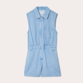 combishort flare en jean denim bleach femme Combishort flare en jean denim bleach femme