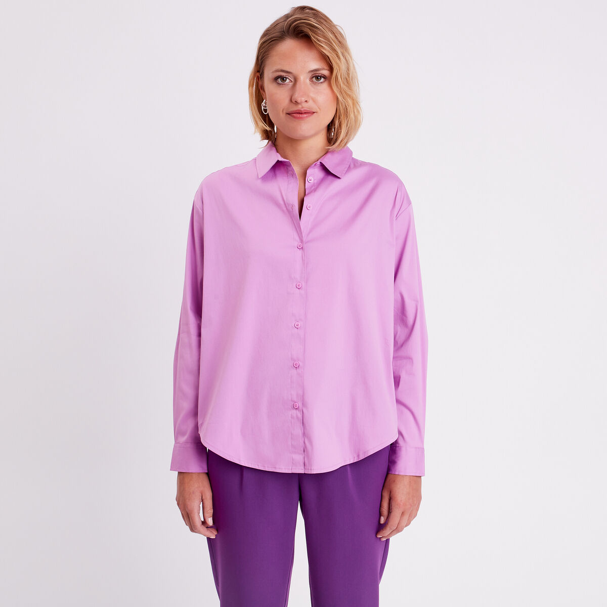 Chemise manches longues violet femme