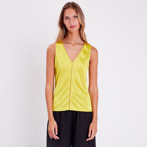 blouse sans manches satin vert fluo femme Blouse sans manches satin vert fluo femme
