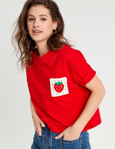 T-shirt manches courtes rouge femme