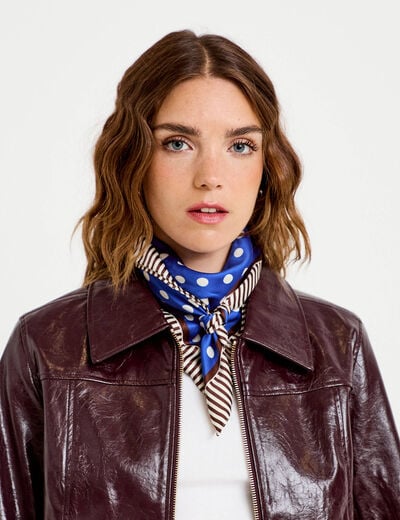 Foulard satin&eacute; soyeux bleu electrique femme