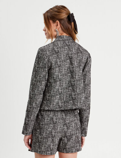Veste courte zippée noir femme
