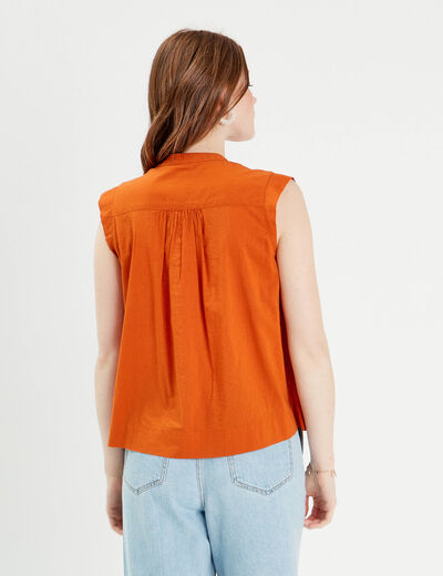 Blouse sans manches orange femme