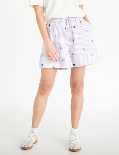 Short flare brod&eacute; Bridgerton violet clair femme