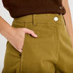 Pantalon chino coupe barrel vert kaki femme