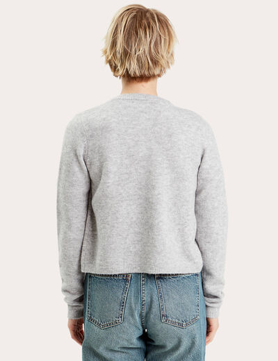 Gilet boutonné manches longues gris foncé femme