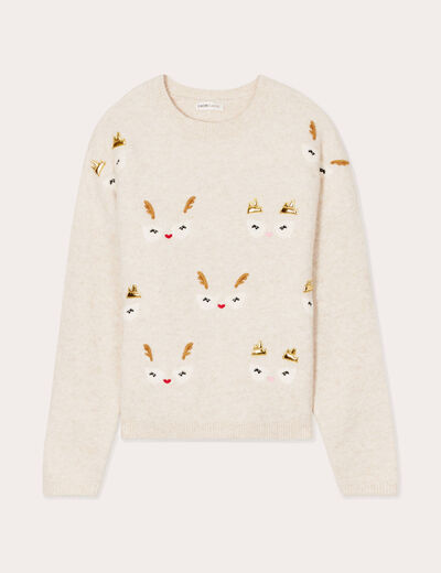 Pull manches longues beige femme