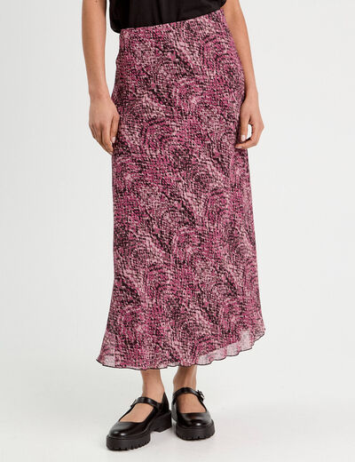 Jupe longue évasée vieux rose femme