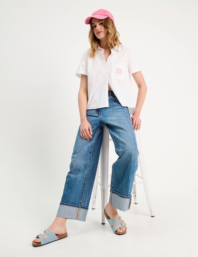 Chemise manches courtes blanc femme