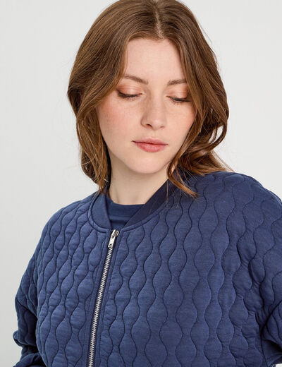 Veste matelassée zippée bleu marine femme