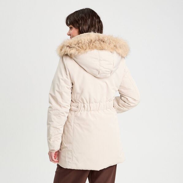 Parka droite avec capuche ecru femme