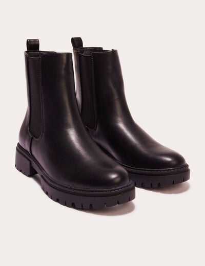 Bottines chelsea crantées noir femme