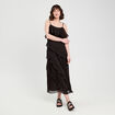 Robe longue droite volants noir femme