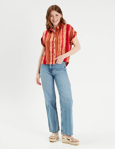 Chemise manches courtes rouge femme