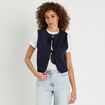 Veste matelassée nouée bleu marine femme
