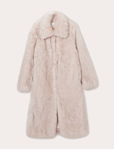 Manteau fausse fourrure sable femme