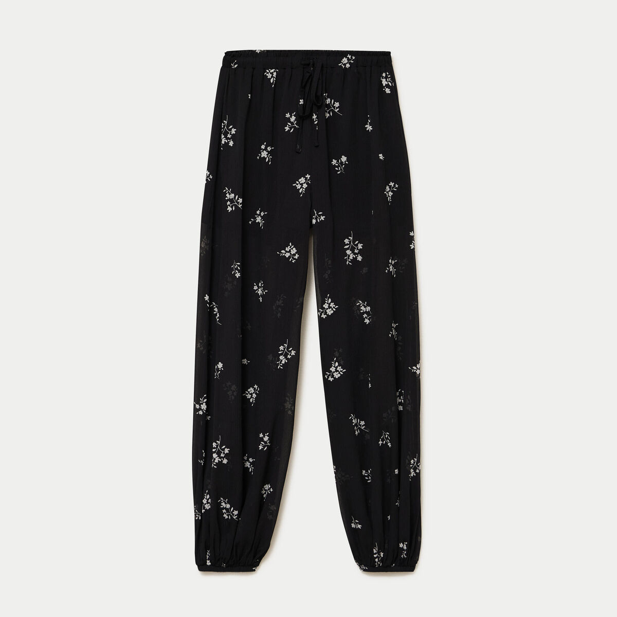 Pantalon large en voile taille standard noir femme