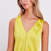 Blouse sans manches satin vert fluo femme