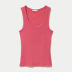 D&eacute;bardeur c&ocirc;tel&eacute; col rond rose framboise femme