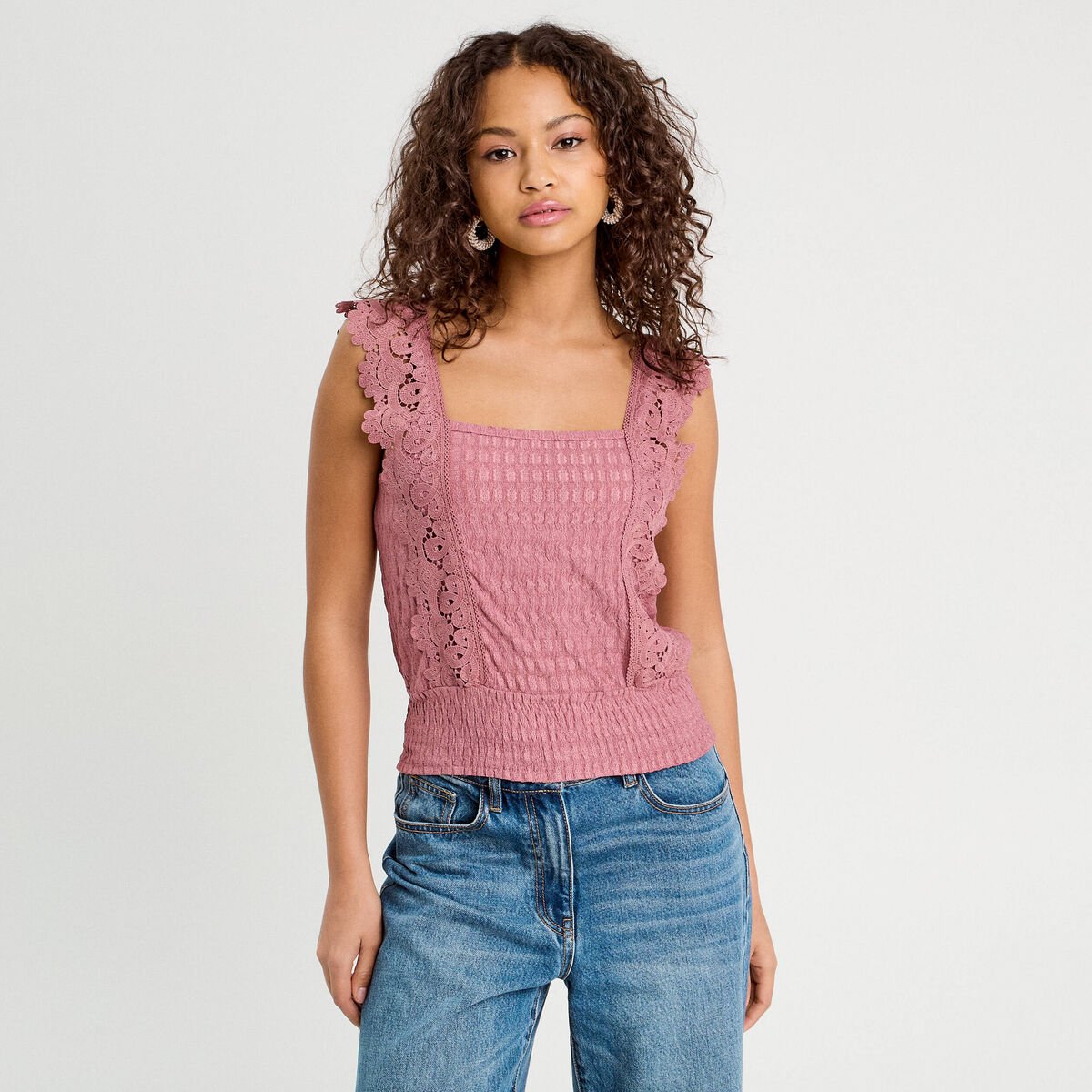 Blouse bretelles fines vieux rose femme