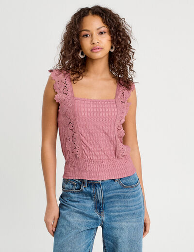 Blouse bretelles fines vieux rose femme