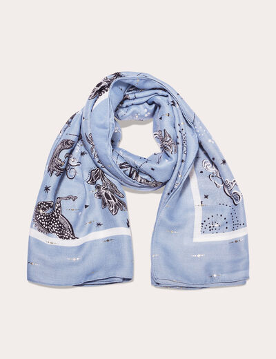 Foulard carré bleu gris femme