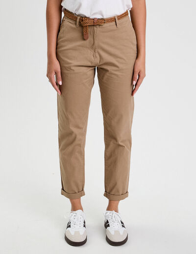 Pantalon chino 7/8ème beige femme