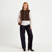 Pull chemise 2-en-1 marron fonc&eacute; femme
