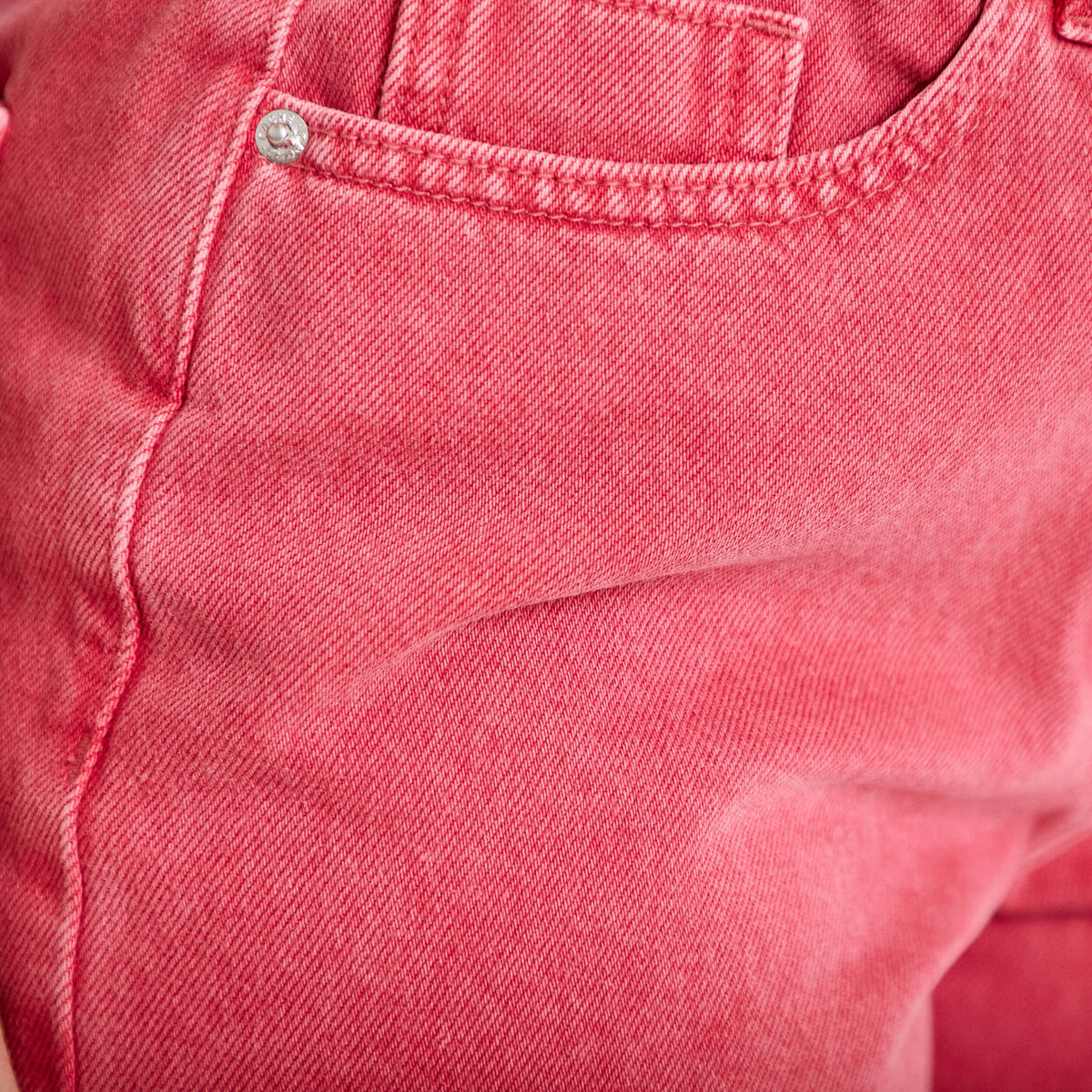 Short en jean 5 poches rose framboise femme