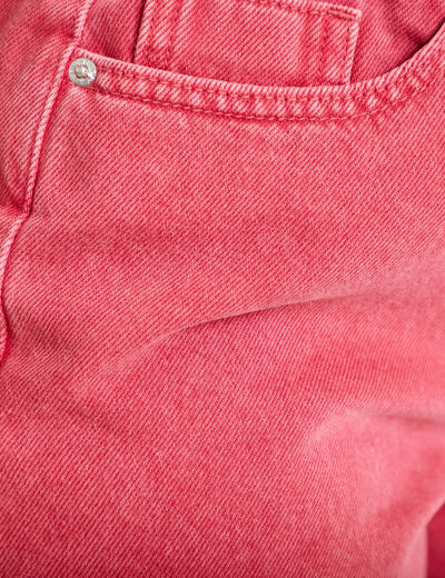 Short en jean 5 poches rose framboise femme