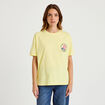T-shirt bouclettes manches courtes jaune pastel femme