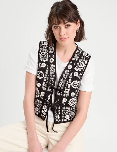 Gilet sans manches matelassé noir femme